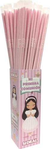 PRIMERA COMUNION 80 un. - Cañas rosa de sabor fresa Cañas Pica Pica, Cañas Dulces - Perfectas para Regalar con Dulzura como detalle de 1ªComunión.