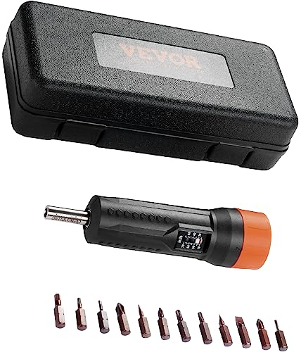 VEVOR Set di Chiavi per Cacciavite Dinamometrico da 1/4 Gamma di Regolazione della Coppia 10-70 pollici-libbre, Cacciavite Dinamometrico con Incremento di 1 pollici-libbre, Set Punte per Cacciavite