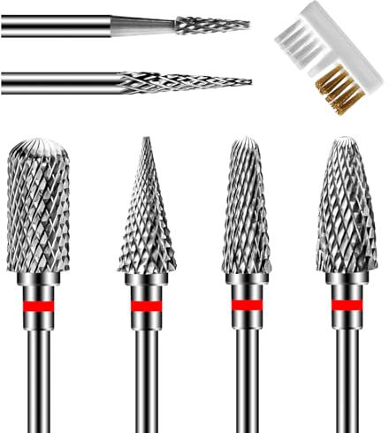CGBE Nagelfräser Aufsätze Bits für Nagelfräser: 6 Stück Fräser Bits Schleifköpfe Hartmetall Maschine Zubehör für Maniküre entfernen Gel Polygel, 3/32 Zoll Professionelle Nagelfräser Bits.