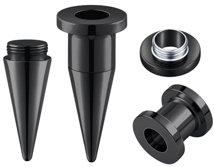 Longbeauty 8G-13/16 Edelstahl Ohr Dehnstäbe Tapers Plugs Tunnels Ohrpiercing Ohrdehner Ohrstrecker Stretching Kit, Schwarz, Stil B, 3MM