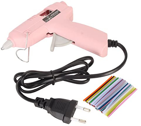 Pistolet à Colle Chaude, Mini Kit De Machine à Colle Thermofusible Avec 50 Bâtons De Colle De 7 Mm, Pistolet à Colle Rose Haute Température à Préchauffage Rapide De 20 W(Prise EU)