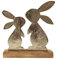 Osterdeko Dekoration Ostern Tisch Figur Silber modern Holz Aufsteller (Osterhase Paar)