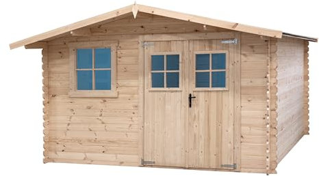 Abri de Jardin en Bois Brut, EP 28mm, Surface utile 9.9m² INT021