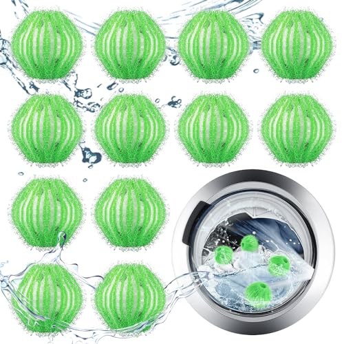 12 pcs Fusselbälle waschmaschine,Tierhaarentferner waschmaschine,Fusselball für waschmaschine,Wiederverwendbar tierhaarentferner,Anti fusselbälle waschmaschine für entfernt tierhaare fusseln,Grün