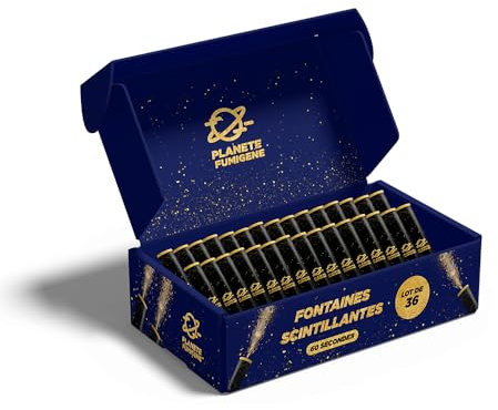Lot de 36 Fontaines à Gateaux Scintillantes durée 60 Secondes pour Gateaux et Bouteilles de Champagne, Bougie lumineuse d'ambiance pour anniversaire 1 Minute - PLANETE FUMIGENE®