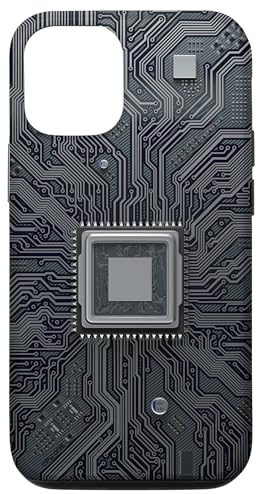 Carcasa para iPhone 12/12 Pro Placa base Microchip Circuito Negro TI Fondo de computadora