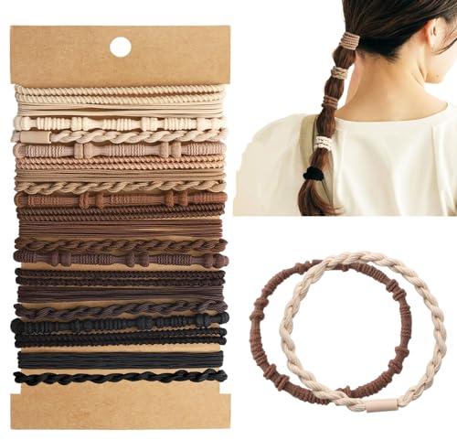 Haargummi Damen, 20 Stück Boho Haargummis Armbänder Geflochtene Haarbänder Elastische Damen für Damen und Mädchen, Stretch Pferdeschwanz Haargummi für Dünnes Dickes Mittleres Langes Haar
