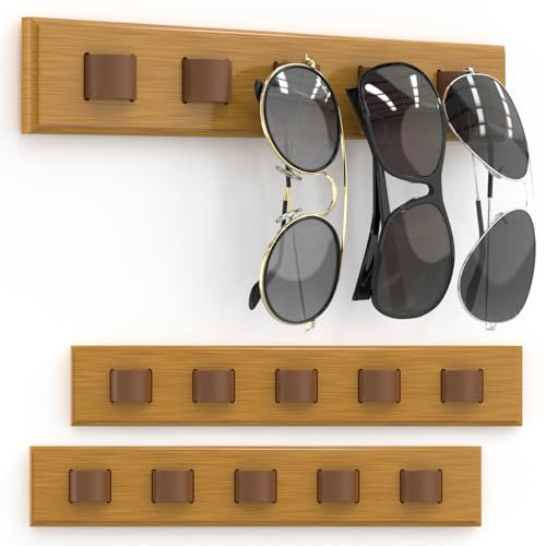 Durmmur Sonnenbrillen-Organizer, Wandmontage, Holz-Brillen-Halter, Sonnenbrillen-Halter zum Aufhängen Ihrer mehreren Brillen, für Wand, Heimdekoration (Holzfarbe)
