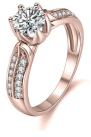 LONAGO 1.5 Carat Moissanite Wedding Ring 9ct 14ct 18ct Real Gold 7.5mm Round Cut White Moissanite Ring for Engagement
