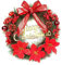 AYOROF Weihnachtskränze für Haustür, 40 cm Weihnachtstürkranz Winter Künstliche Weihnachtsgirlande Dekoration mit Bogen Blumen Ball für Innen-Weihnachtsdekoration im Freien (Rot)
