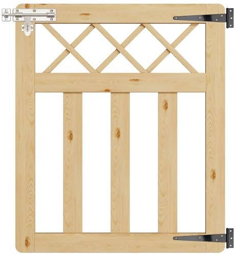 INMOZATA Garden Gate Wooden Pedestrian Gate with Gate Lock and Hinge, 2.5ft Wide x 3ft High (76cm Wide x 90cm High)