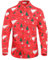 APTRO Men's Shirts Long Sleeve Dress Shirts Casual Floral Shirt Wrinkle-Free Formal Regular Fit Shirts Christmas Red XXL