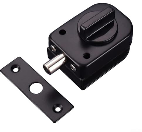 PETSTIBLE Serratura a terra per porta in vetro, senza foro di apertura, perno di messa a terra, serratura per porta in vetro, porta singola, doppia porta, in acciaio inox, serratura per bagno (A)
