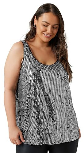 EVANS Curve Sequin Embellished Vest Top - Women's - Plus Size Curve Silver