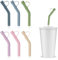 6pcs Embout Paille Silicone avec Capuchon, Embout d'Extension Réutilisable pour Diamètre Extérieur de Paille 8-9mm Embouts Coudés pour Paille Compatibles avec Stanley Pailles