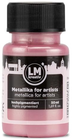 LM-Kreativ Metallika for Artists Peinture acrylique métallisée 50 ml Rose pastel Pour projets créatifs sur bois, toile, céramique Très couvrante, résistante à la lumière, pour artistes et loisirs