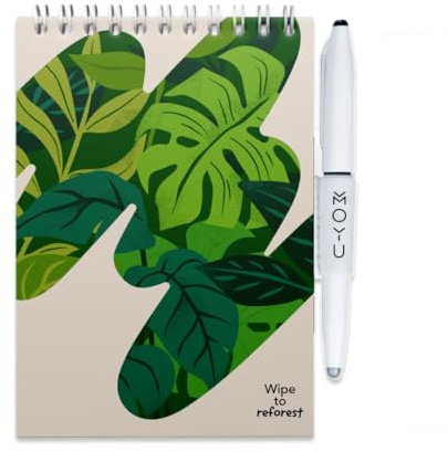 MOYU Erasable Notebook - A6 Stone Paper - Hardcover - Sandy Jungle - Multifunctional Pages - Includes Erasable Pen, Cloth, and Pen Holder