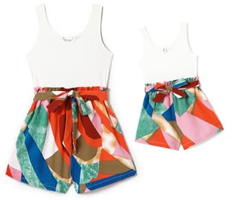 PATPAT Mutter Tochter Jumpsuit Set – Matching Sommer Outfit für Mama, Tochter & Baby, Familien Outfit Sommer, Bequemer Einteiler für Mutter & Tochter, Perfekt für Urlaub, Fotoshooting, Freizeit