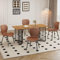 Merax Essgruppen für 4-6 Personen, Moderner Esstisch-Set mit 4 Esszimmerstühle aus PU-Leder, Rechteckiger Küchentisch mit Tischplatte aus Holz & Metallbeinen, für Esszimmer, Küche, Natur/Schwarz-Braun