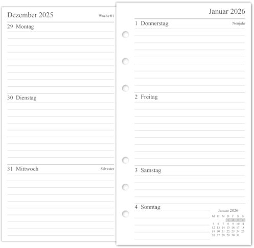 newestor 2026 Wochenplaner Einlage Personal, 1 Woche auf 2 Seiten, Kompatibel mit Filofax Personal Organiser, 9,5x17,1cm