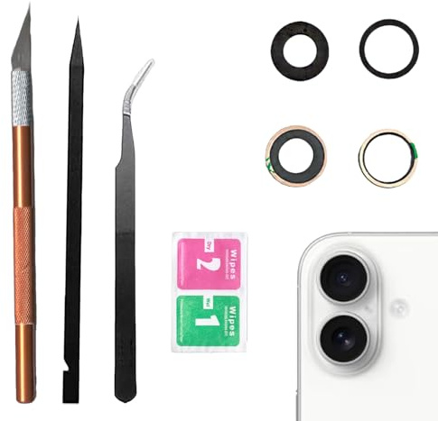 Peixiong Sapphire Rückkamera-Glaslinse, Ersatz für iPhone 16, Rückkamera-Glas, Ersatzset, kompatibel mit iPhone 16, mit vorinstalliertem Kleber und Reparatur-Sets