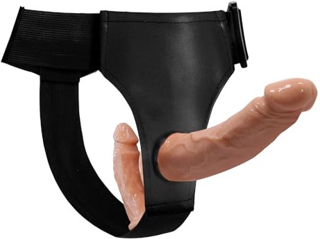 Qcpuuu Strap On Dildo, Strap On per Coppie Indossabile Fallo Indossabile con 2 Dildo, Strappone per Donna Lesbiche Coppie Pene Indossabile