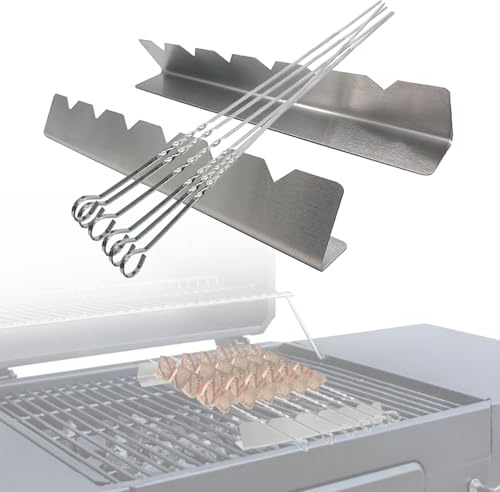 BBQ Kabob Skewer Sets - Barbecue Metal Skewer Rack, Shish Grilling Holder for Outdoor Camping Backyard Picnic Cookout, Sets of 9