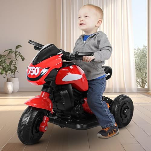 sexaoalx Kids Electric Tricycle, Children Motorcycle Ride-on Car Toy, 3-Wheel Battery Powered Motorbike for Kids 1-6 Years Old(Ship from USA) Red