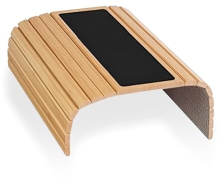 QKNOSM Sofatablett Armlehnenablage, 43x34 cm Sofa Armlehne Ablage Bambus Sofatablett Flexibel Rutschfestes Sofa Armlehnentablett für Sofa Snacks Getränke