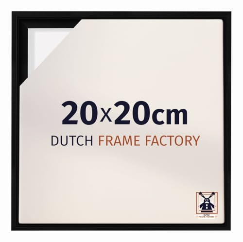Dutch Frame Factory - Schattenfugenrahmen 20x20 cm Schwarz Matt - MDF | Schattenfugenrahmen für Leinwände, Geeignet für Leinwände bis 2 cm Dicke, Ohne Rückwand und Glas, Made in Holland