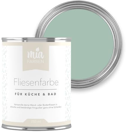miafarben Fliesenfarbe ohne Schleifen matt 2,5L (Mias Minze) | Fliesenlack für Wand und Boden in Bad und Küche, hochdeckend, wischfest, strapazierfähig, wasserbasiert