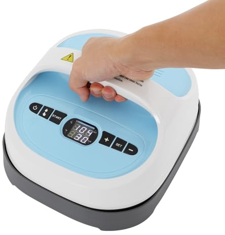 CuCummoo Transferpresse Plotter 21 x 24 cm Handheld Heißpresse T Shirt Druckmaschine 540W Max 250℃ Schnelles Aufheizen Con Zeitmesser für Kleidung, Taschen, Kissen, Hüte, HTV Vinyl Sublimation (Blau)