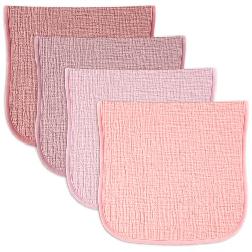 Baby-Spucktücher aus Musselin 50x25cm Ultraweich und Saugfähig Wiederverwendbare Moltontücher Baby für Jungen und Mädchen Unverzichtbar für Neugeborene zum Sabbern und Bäuerchen Machen(Rosa)