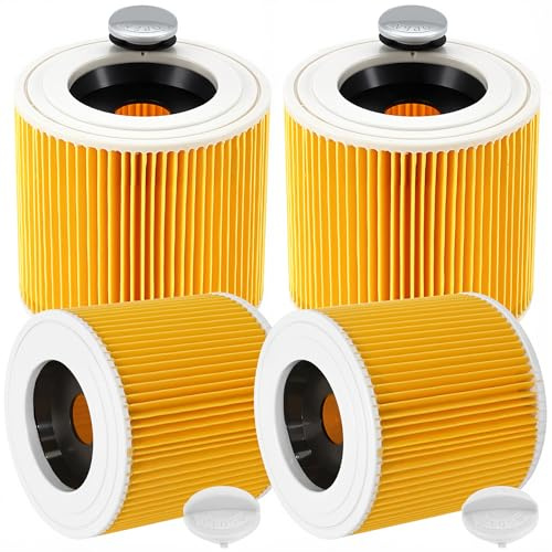 ACOMTUO 4 Filtres de Rechange pour Filtre Kärcher WD3, Filtration pour Filtres Kärcher WD3 WD2 WD1 MV3 MV2 A K KNT NT SE VC, pour Aspirateurs Kärcher Filtre/6.414-552.0