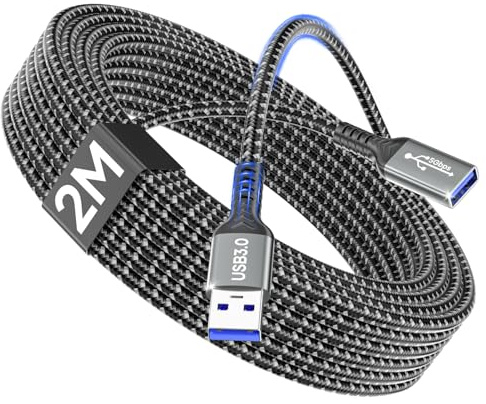layajia USB 3.0 Extension Cable 2M, USBA Male to A Female USB Extension Cable, 5Gbps High Speed Transfer Extension Lead Compatible with Keyboard, Mouse, U Disk, Printer, Scanner, Gaming Controller