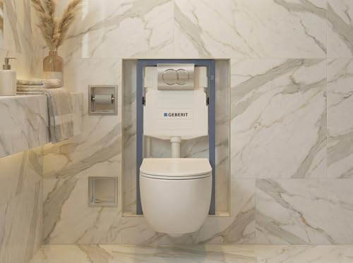 MEGA PACK: Vorwandelement Duofix + Toilette Slim Soft-Close ROLO Weiß + Matte + Wallbox und Platte in Chrom