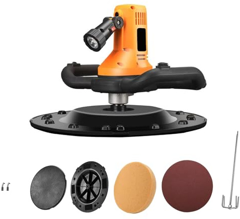 Levigatrice da parete da 2880 W, levigatrice per cartongesso con luce LED, 280-2800 giri/min, 1-6 velocità variabili, levigatura grossolana e fine, piastra per stucco autoadesiva