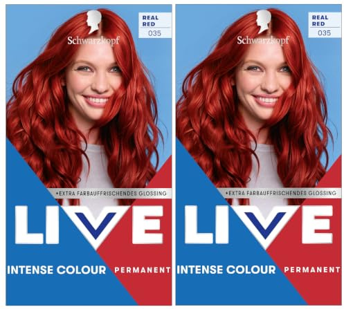 Schwarzkopf LIVE Intense Colour 035 Real Red (2x 165 ml), HaarFarbe mit Farbauffrischendem Glossing, permanente Coloration für langanhaltend intensive Farbergebnisse