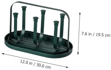 VICASKY Cup Drainer Rack with Tray, Iron and ABS, Green | Nordic Style, Upside down Storage, Drains Water Quickly, for Kitchen and Bar Cup Storage