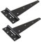 White Hinge 2X Black 18/450mm Tee Hinges - Shed/Gate/Barn Door T Hinges