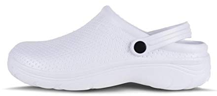 Work Team Zueco EVA Unisex. Ultraligero, ergonómico. Anatómico, con Cámara ortopédica, Suave para los pies. Hombre Blanco 40/41