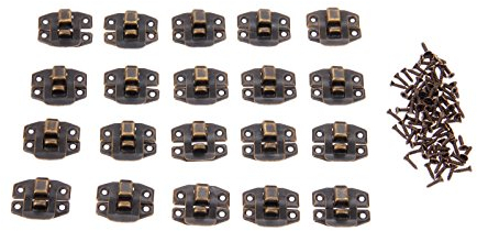 Dophee 20Pcs Latch Hasps 0.94x0.75 Antique Bronze Retro Style Iron Case Box Chest Trunk Latch Hasps