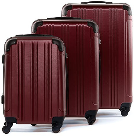 FERGÉ Kofferset 3 teilig Hartschale QUÉBEC Reisekoffer Trolley-Set (Handgepäck, L, XL) 3er Set Hartschalenkoffer Roll-Koffer 4 Rollen 100% ABS rot