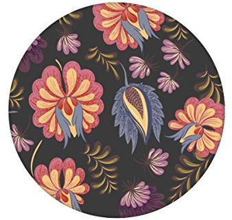 Sehr elegante florale Tapete mit großen rosa Blüten auf grau passt zu Little Greene Wandfarbe - Blumentapete - GMM Design Deko für edle Wände (H: 3m B: 46,5cm)