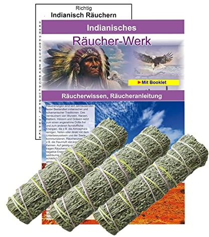 Beifuß Präriebeifuß 3X Wüstenbeifuß zum räuchern und für Rauhnächte 4-TLG Räucherset. 3X Smudge Bündel + 1x Booklet & Beschreibung. 81243