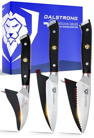 DALSTRONG Ensemble De 3 Couteaux D'office - Série Shogun - Damas - Acier Super Japonais AUS-10V - 3,5 - Bec D'oiseau 3 - Dentelé 3,5 - Gaines Incluses