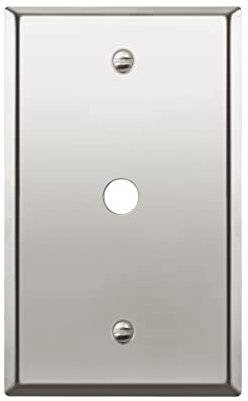 ENERLITES 0.406 Diameter Hole Phone Cable Metal Wall Plate, Corrosive Resistant, Size 1-Gang 4.50 x 2.76, 7741-PC, 302 Polished Chrome, UL Listed