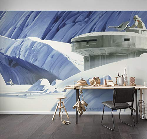 Komar Vlies Fototapete Star Wars Classic RMQ Hoth Echo Base | Größe: 500 x 250 cm (Breite x Höhe), Bahnbreite 50 cm | Tapete, Wandbild, Dekoration, Kinderzimmer, | DX10-056, blau, weiß