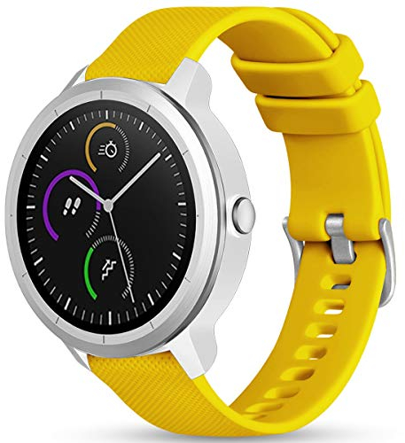 Vobafe Garmin Armband 20mm Kompatibel mit Vivoactive 3/Venu 2 Plus/Venu sq/Vivomove HR, Weiche Silikon Armbänder Sport Ersatzband für Garmin Fenix 7S/Forerunner 55/245/645 Music, Mango