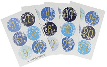 mugesh Aufkleber mit Musikmotiven für Adventskalender DIY - Schönes Geschenk für Musiker (blau)
